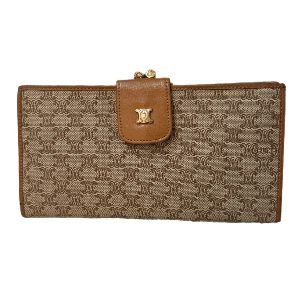 EUC Vintage CELINE Macadam Triomphe Continental Wallet in Brown and Tan